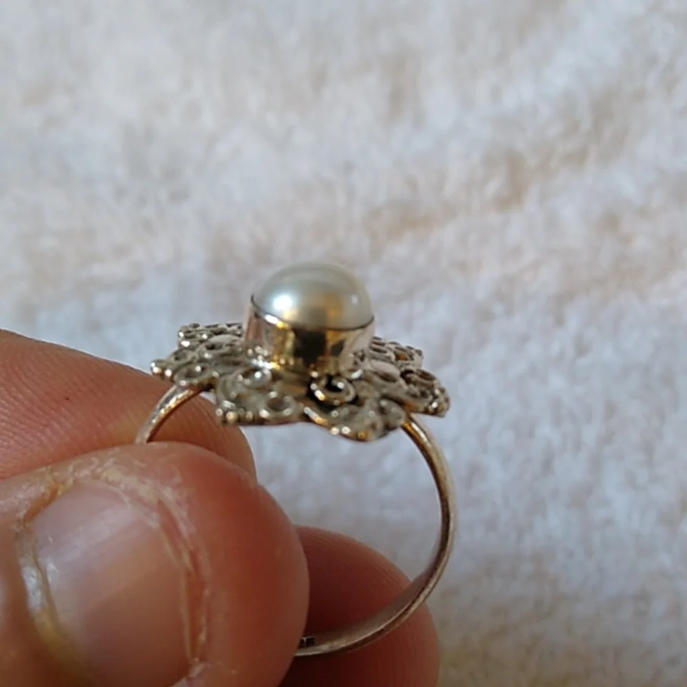Sterling Pearl North Star Ring (8) - Picture 4 of 7